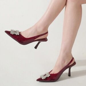Elegant Burgundy Slingback Heels